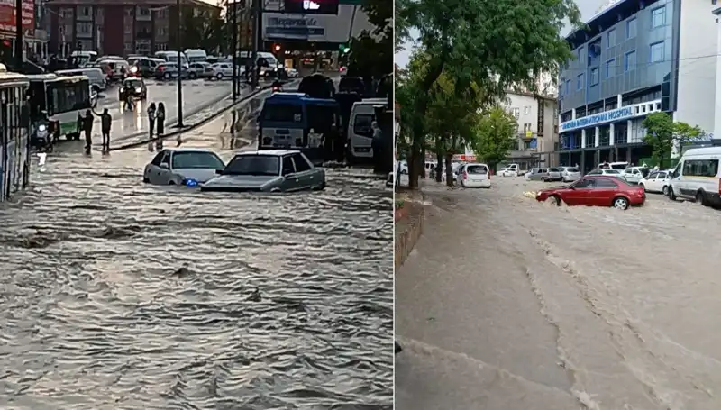 Ankara'da Şiddetli Yağışlar: Sokaklar Nehre Döndü ve Arabalar Sürüklendi